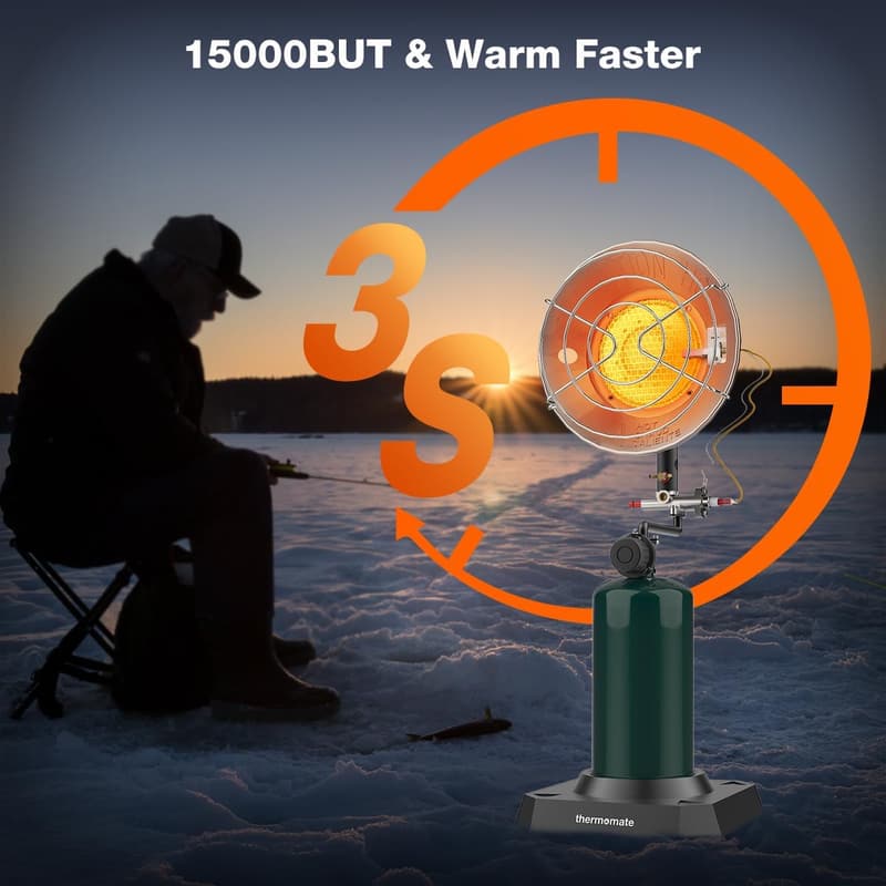 Portable Outdoor Propane Heater - 15000 BTU with Tip-Over Switch