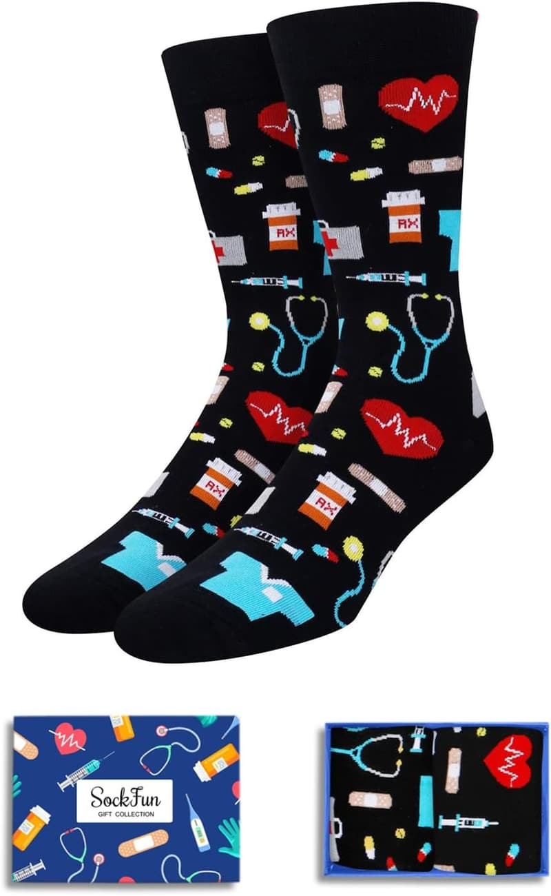 Flamingo Cat Lover Socks Gift Set for Men (2 Pack)