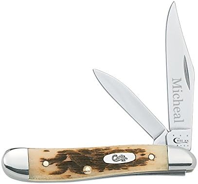 Personalized Peanut Peach Seed Jig Amber Bone Knife - Free Engraving