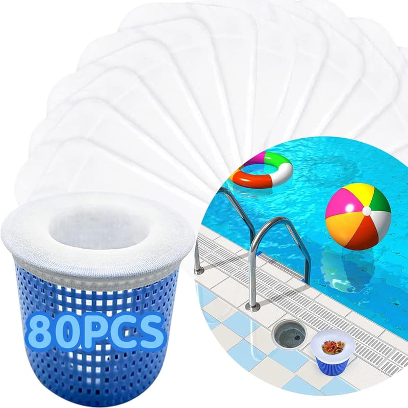 80PCS Ultra Fine Mesh Pool Skimmer Filter Socks