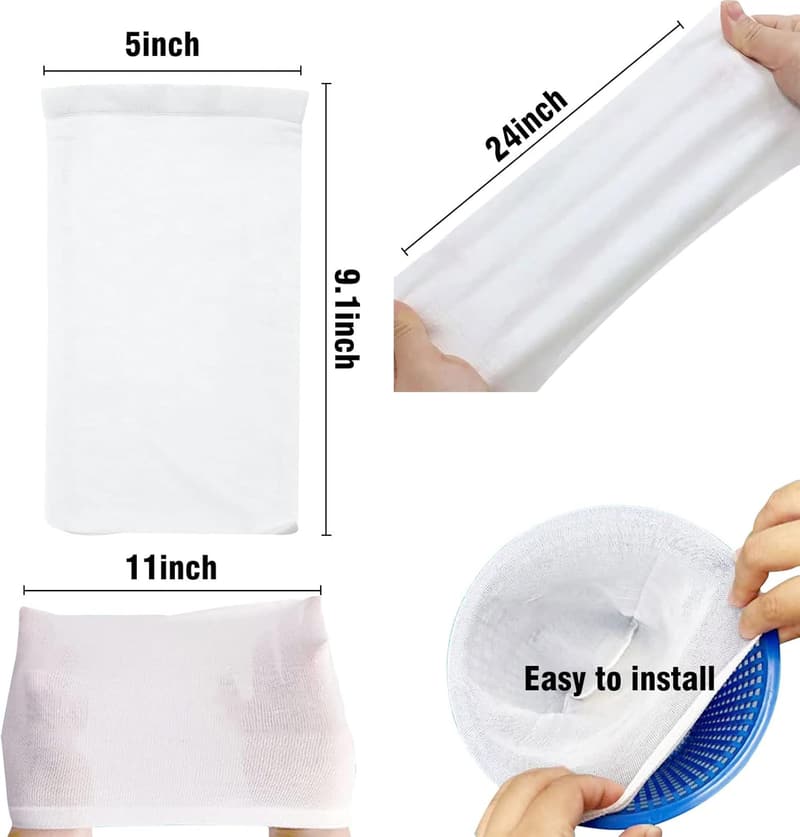 60PCS Ultra Fine Mesh Pool Skimmer Filter Socks with Storage Bag