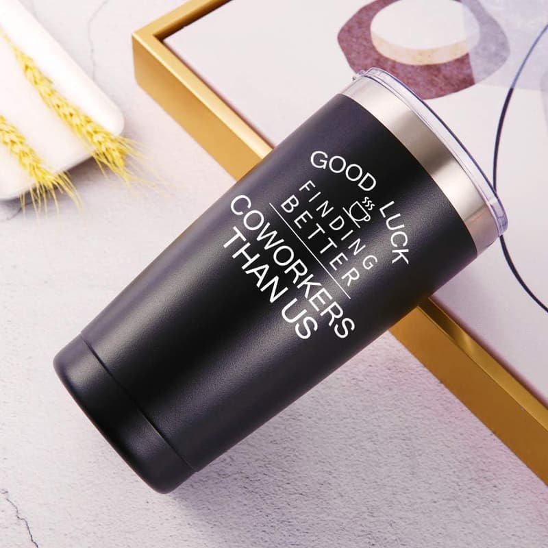 Goodbye Travel Mug Tumbler for Colleagues and Friends (20oz Black)
