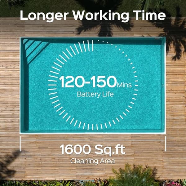 Cordless Robotic Pool Vacuum for Inground Pools, 150 Min Runtime