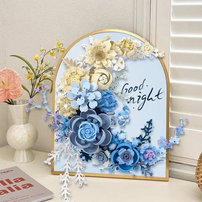 Crescent-Shaped Botanical Flower Building Set for Home Décor