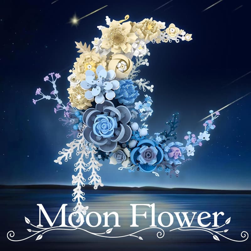 Crescent-Shaped Botanical Flower Building Set for Home Décor