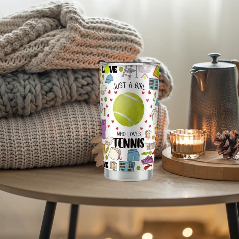 Tennis Gift Tumbler for Girls | 20oz Stainless Steel Birthday/Christmas