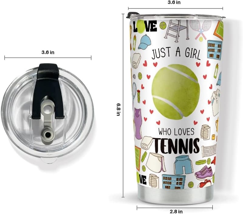 Tennis Gift Tumbler for Girls | 20oz Stainless Steel Birthday/Christmas