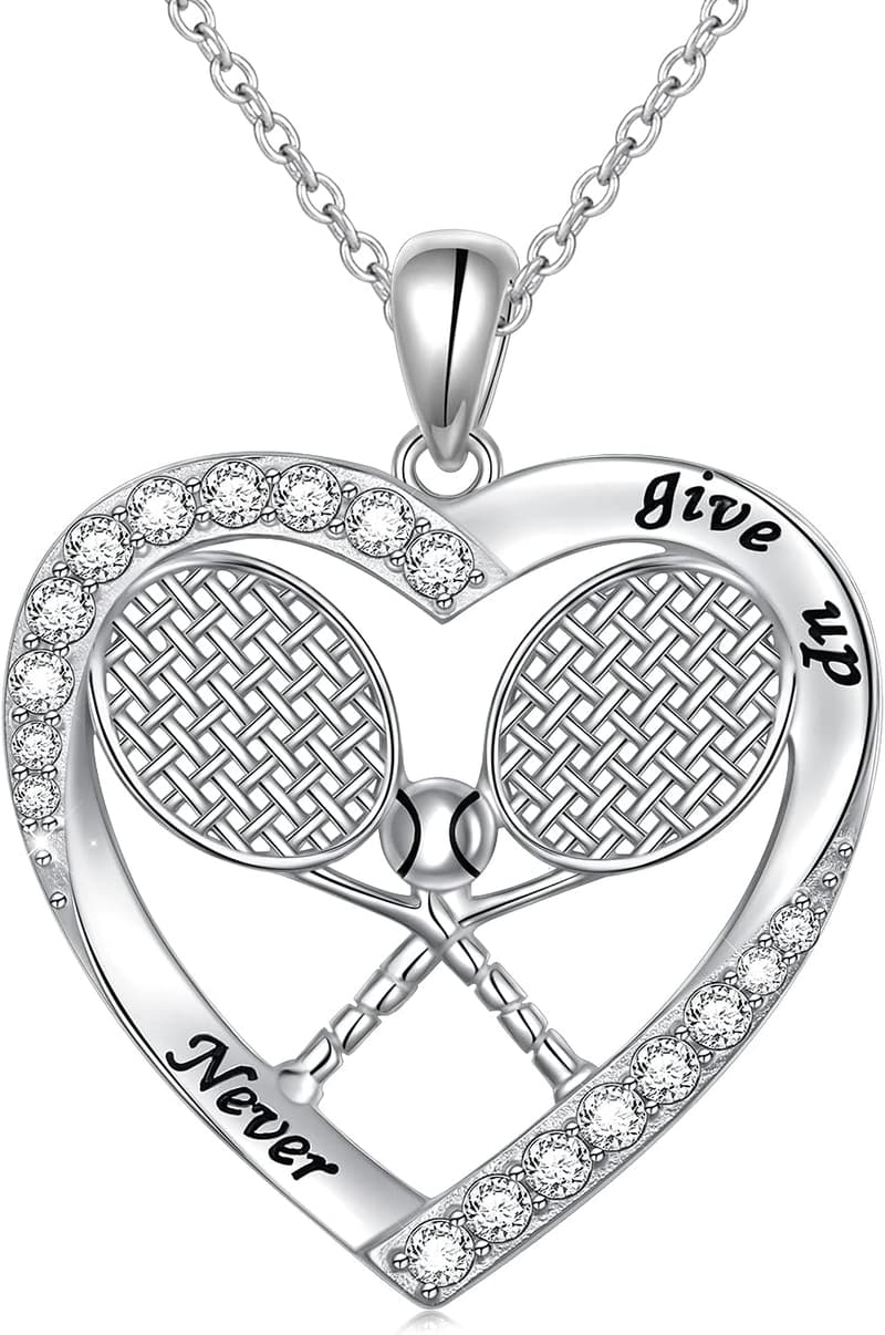 Tennis Lover's S925 Sterling Silver Racket Pendant Necklace