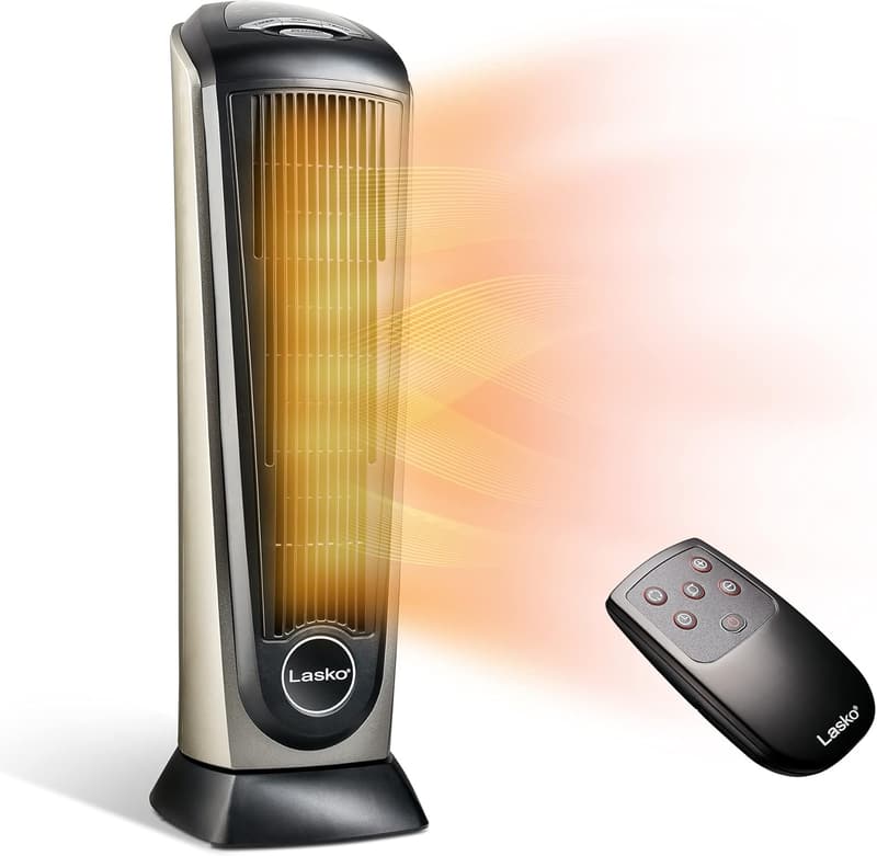 Lasko 1500W Oscillating Ceramic Tower Space Heater with Remote