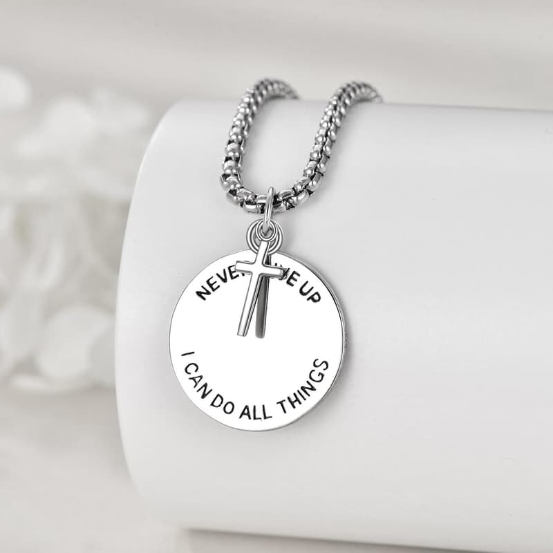 Never Give Up Sterling Silver Sport Necklace for Men & Women