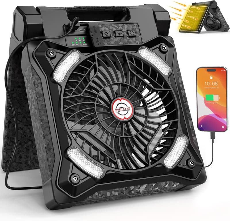 Rechargeable Solar Camping Fan & Lantern with 36H Run Time