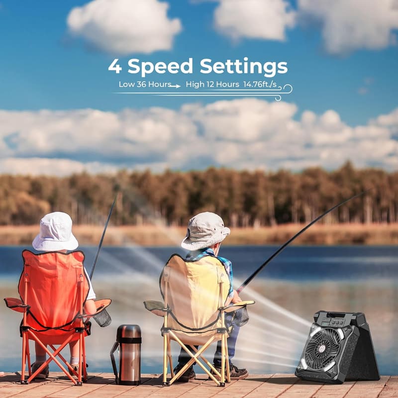 Rechargeable Solar Camping Fan & Lantern with 36H Run Time