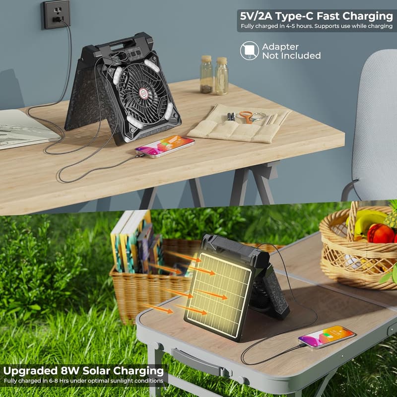 Rechargeable Solar Camping Fan & Lantern with 36H Run Time