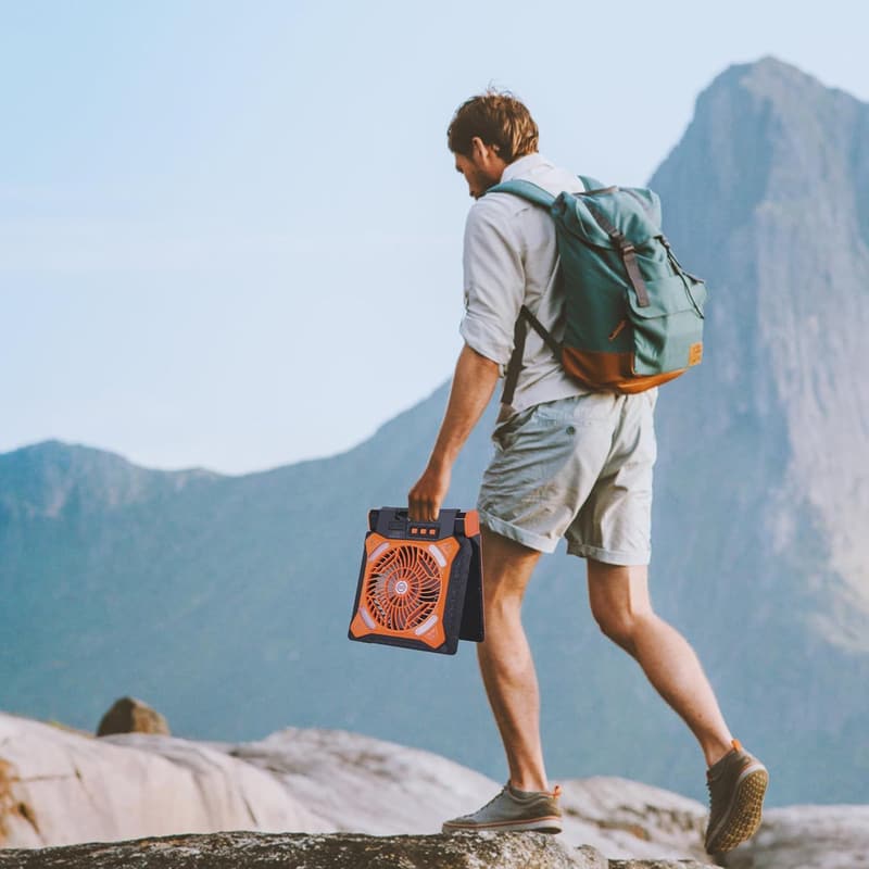 Rechargeable Solar Camping Fan with LED Lantern & Power Bank