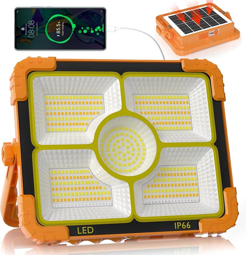 100W LED Solar Work Light with 10000LM & 5 Modes - Portable Outdoor Light