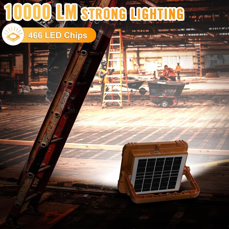 100W LED Solar Work Light with 10000LM & 5 Modes - Portable Outdoor Light