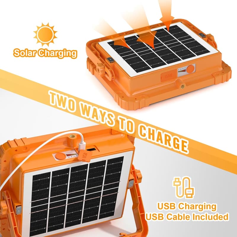 100W LED Solar Work Light with 10000LM & 5 Modes - Portable Outdoor Light