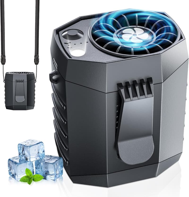 Portable Rechargeable Fan with LED Light - 25H Runtime, Black