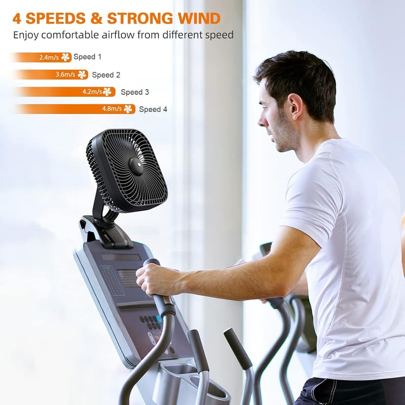 Portable 8-inch Rechargeable Fan with Light - 20000mAh, 4 Speeds
