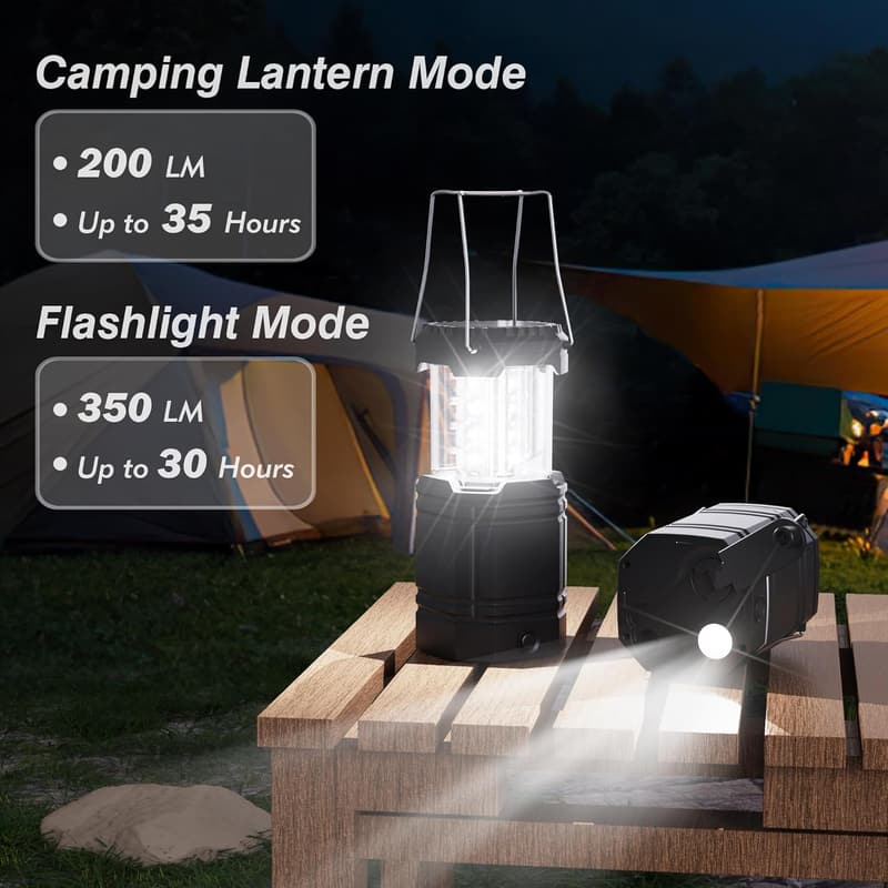 Portable Solar Camping Lantern with USB Charger & 3000mAh Battery