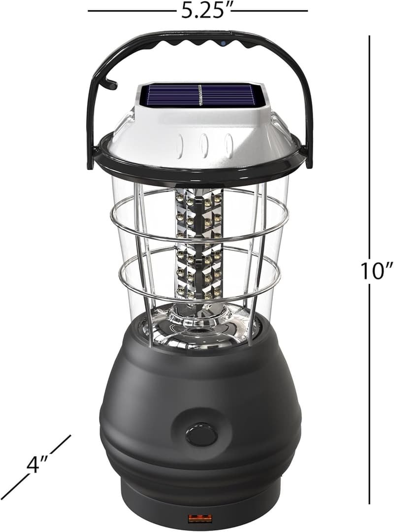 Camping Solar Lantern - Hand Crank & Rechargeable LED Light
