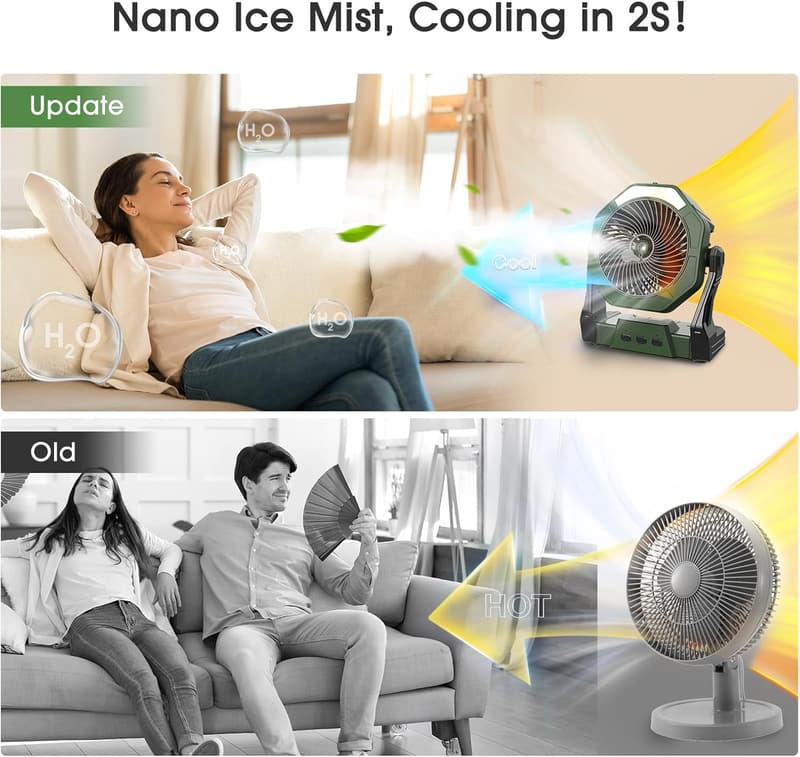 Portable Solar Misting Fan with Rechargeable Battery, 250ml