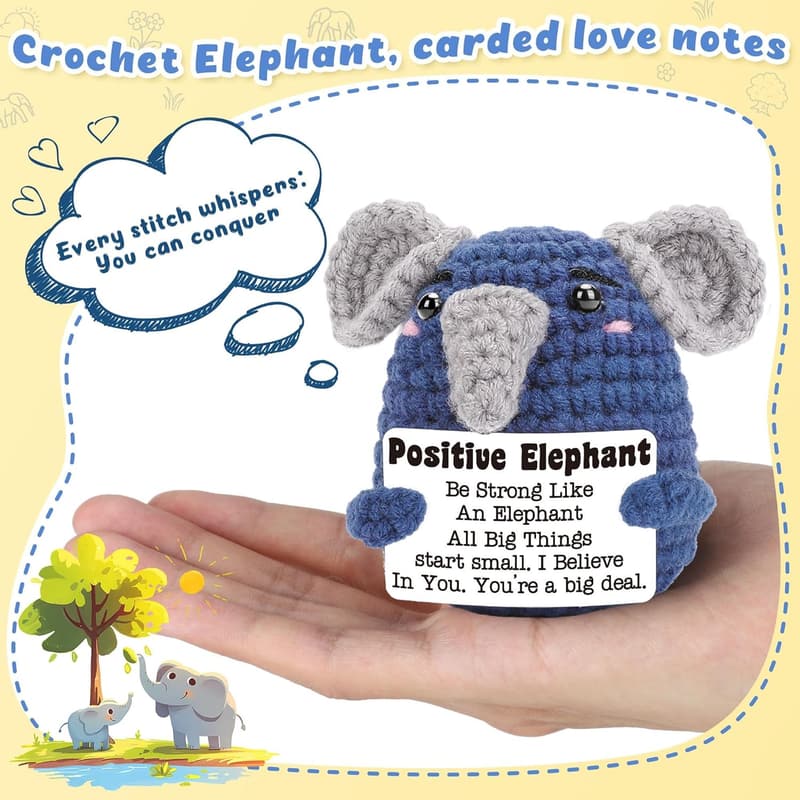 Cute Crochet Elephant Gift for Birthday, Graduation, Teens