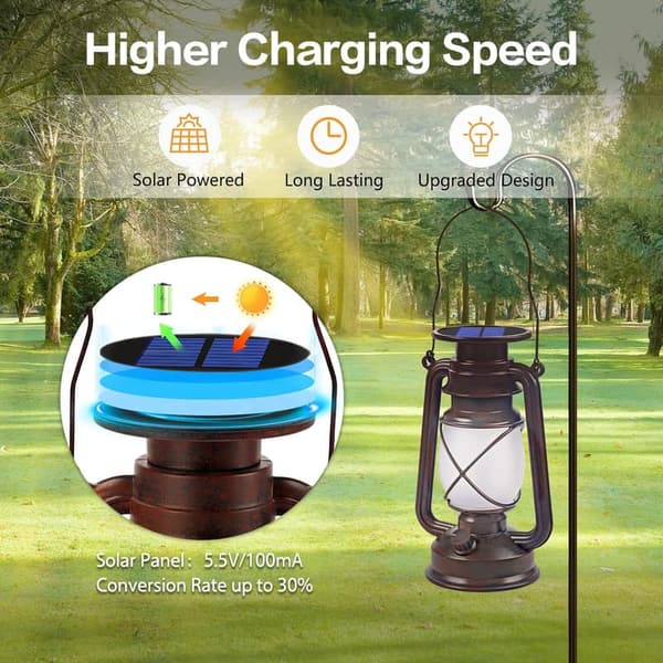 Solar-Powered LED Lanterns - 2 Pack Bronze for Outdoor Decor