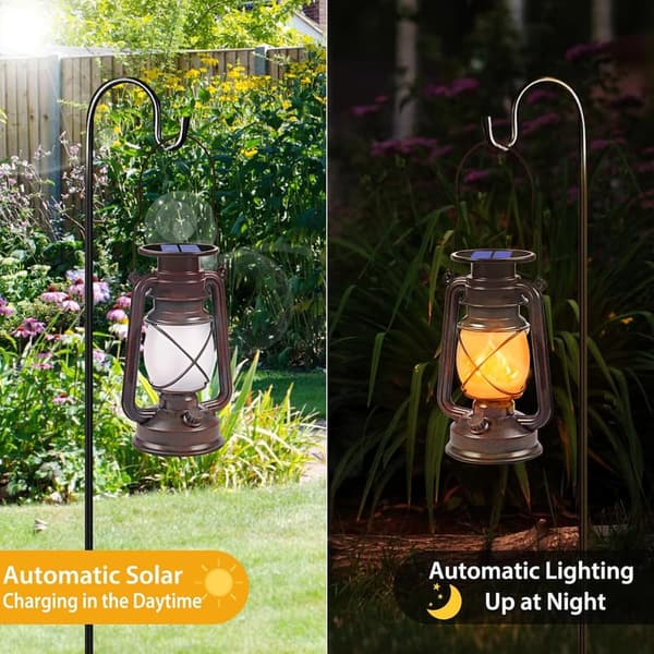 Solar-Powered LED Lanterns - 2 Pack Bronze for Outdoor Decor