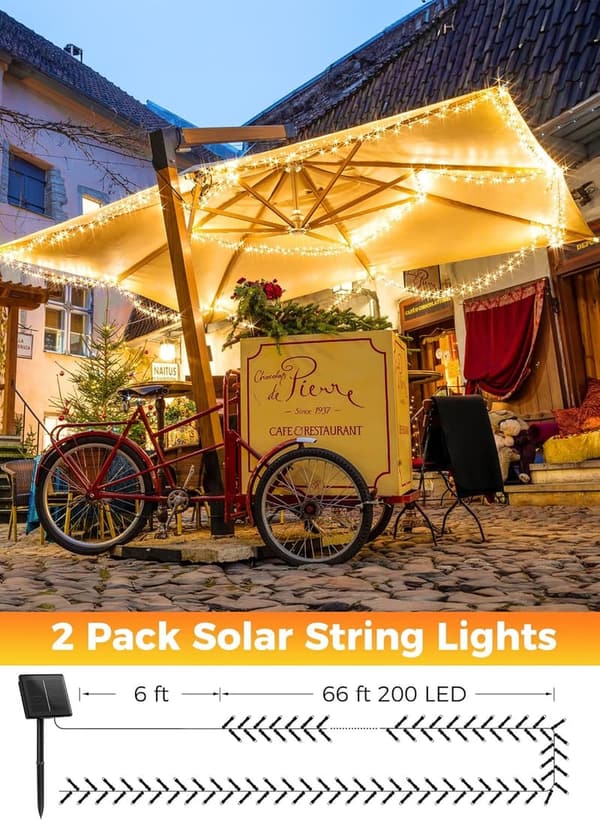Solar Outdoor String Lights – 144FT, 400 LED, 8 Modes, Waterproof