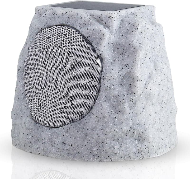Solar Powered Outdoor Rock Speakers with Lights - Water-Resistant