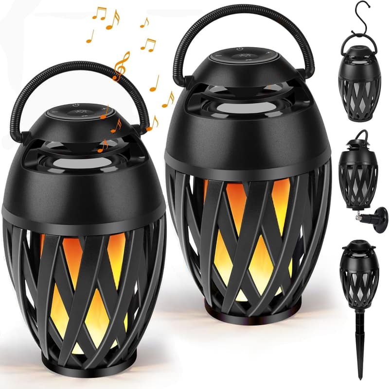 LED Flame Effect Outdoor Bluetooth Speaker, IPX5 Waterproof
