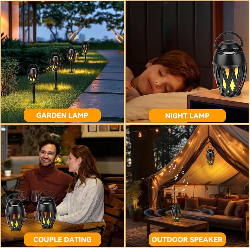 LED Flame Effect Outdoor Bluetooth Speaker, IPX5 Waterproof