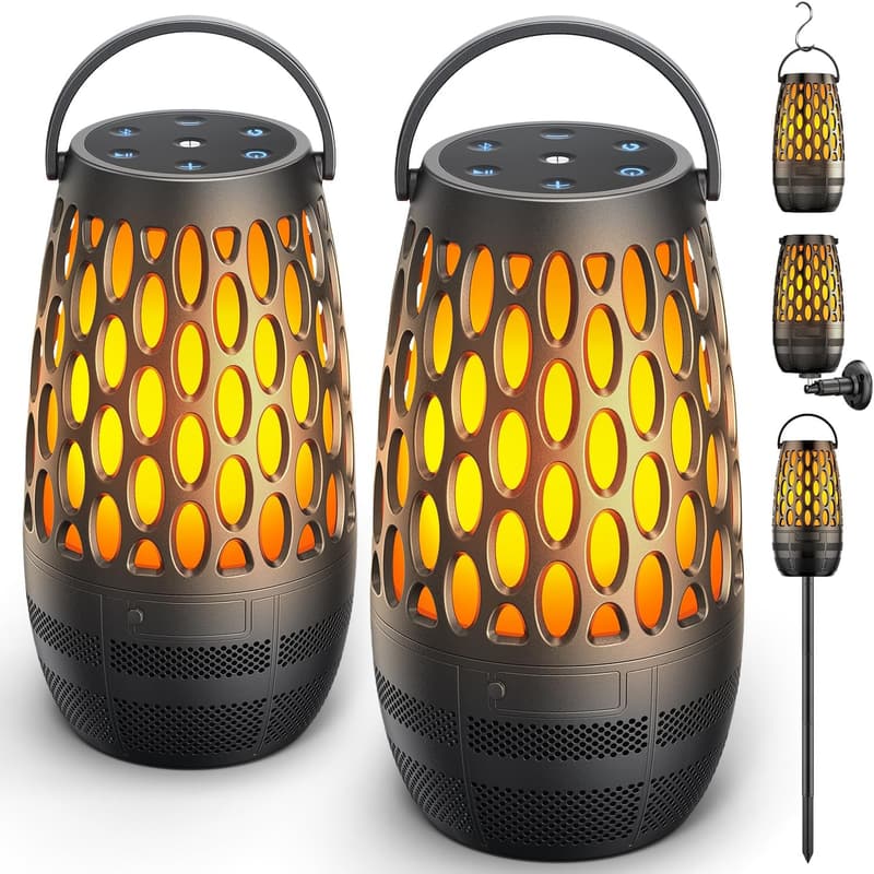 Bluetooth Waterproof Outdoor Speakers with Flame Lights
