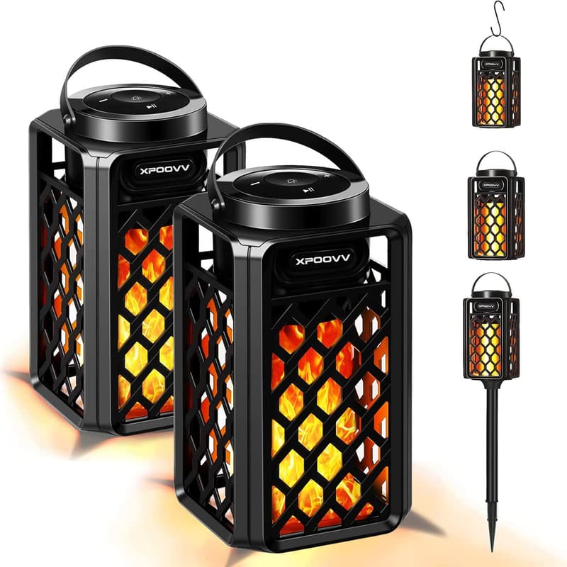 Portable Waterproof Bluetooth Speakers with LED Flame Effect