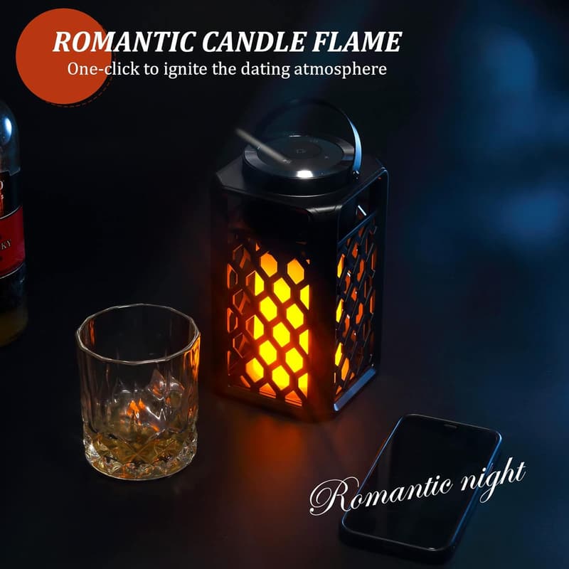 Portable Waterproof Bluetooth Speakers with LED Flame Effect