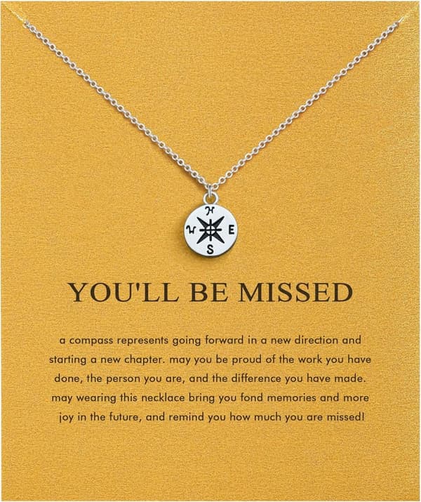 Horseshoe Butterfly Compass Necklace for Women and Teens