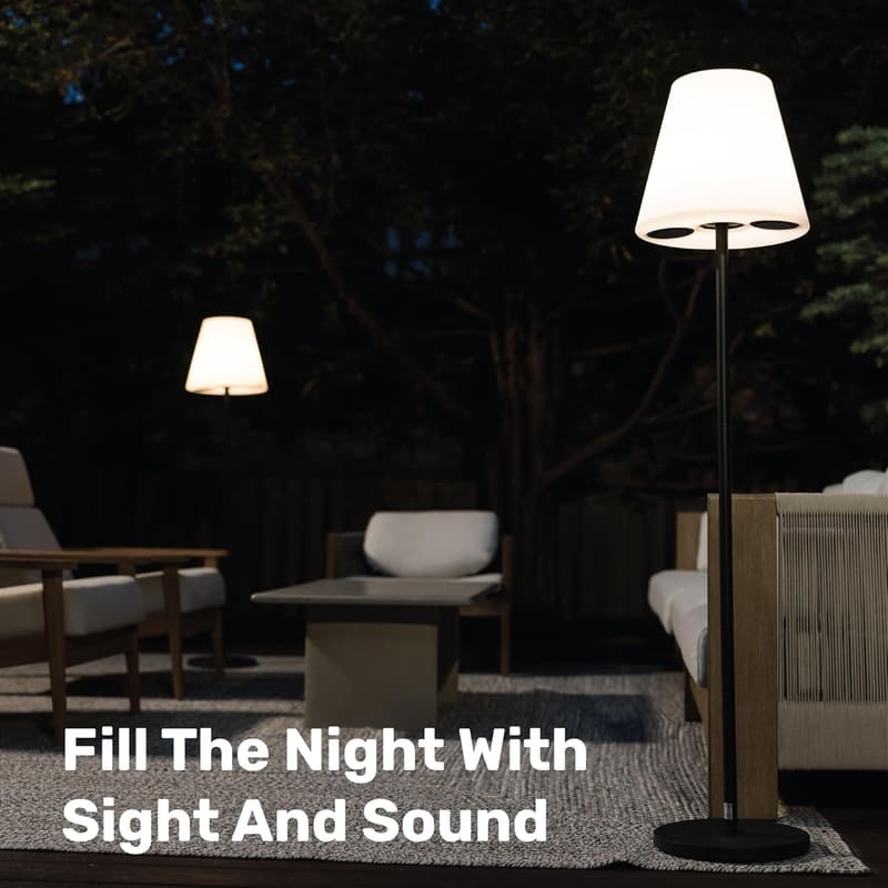 Solar Outdoor Floor Lamp with Bluetooth Speaker for Patios