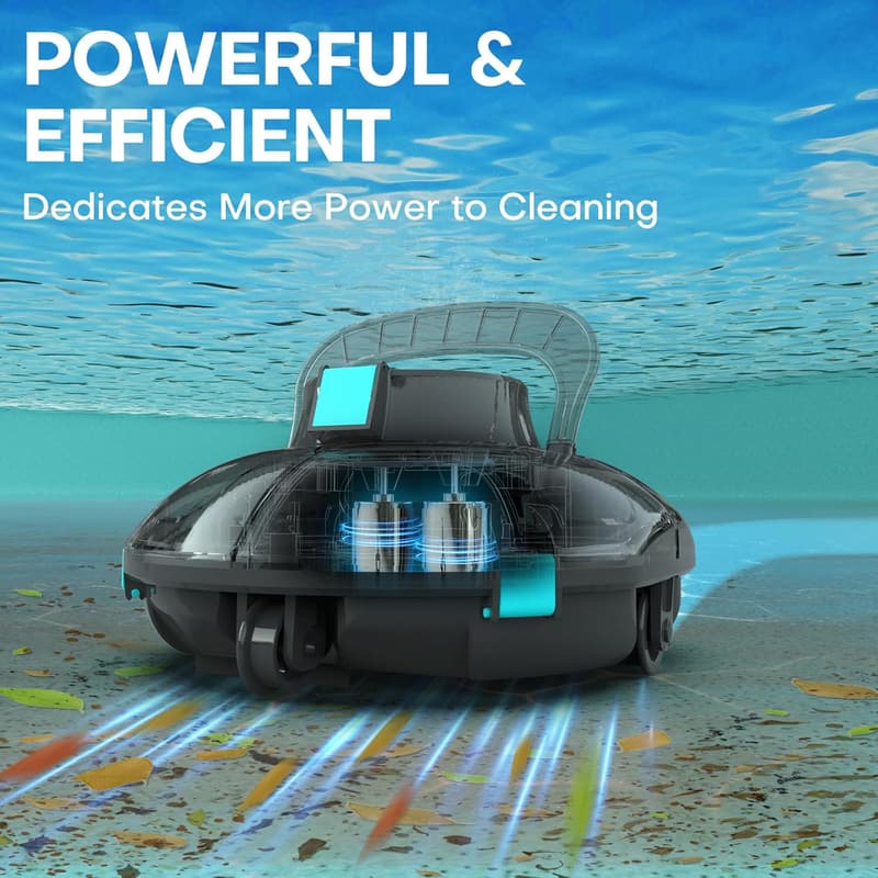 Cordless Robotic Pool Cleaner with Powerful Suction for Above-Ground Pools