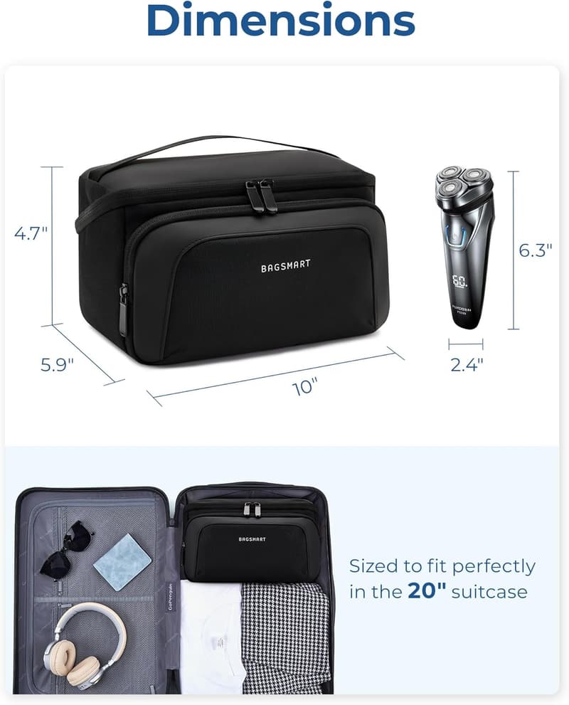 Travel Toiletry Bag for Men - Water-Resistant Dopp Kit