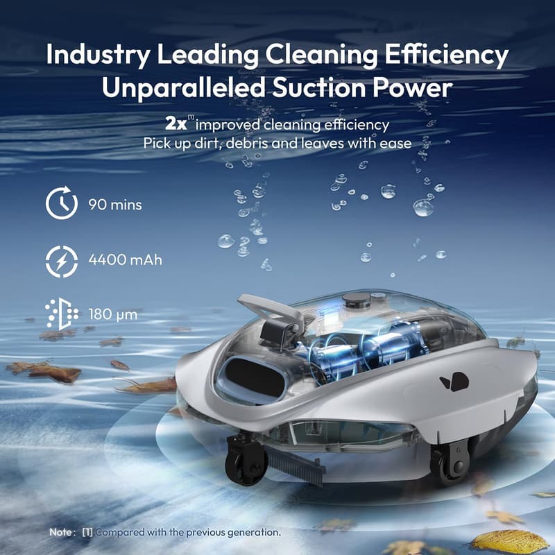 Cordless Robotic Pool Vacuum with Smart Sensor for Above-Ground Pools