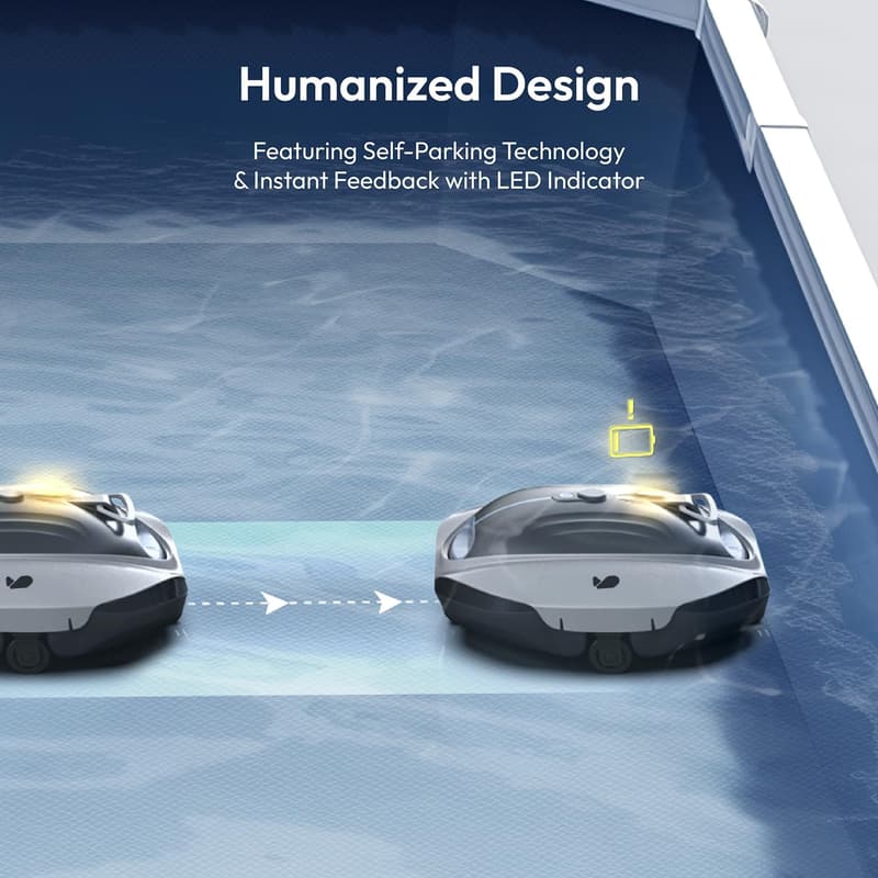 Cordless Robotic Pool Vacuum with Smart Sensor for Above-Ground Pools