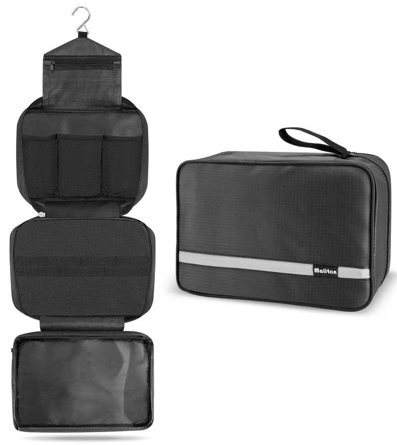 Stylish Black Waterproof Travel Toiletry Bag for Men & Women