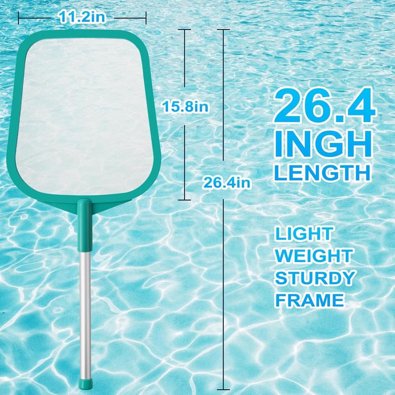 Pool Skimmer Net with Pole & Fine Mesh for Pools and Hot Tubs