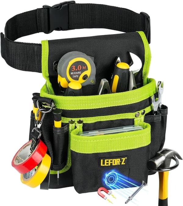 Adjustable 14-Pocket Magnetic Tool Belt for Men