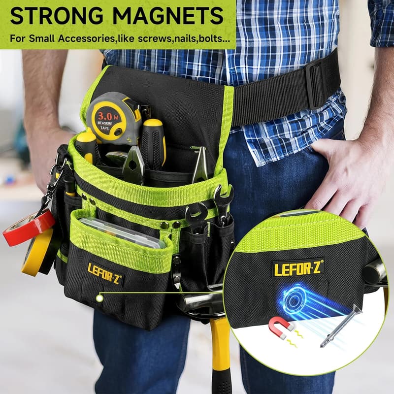 Adjustable 14-Pocket Magnetic Tool Belt for Men