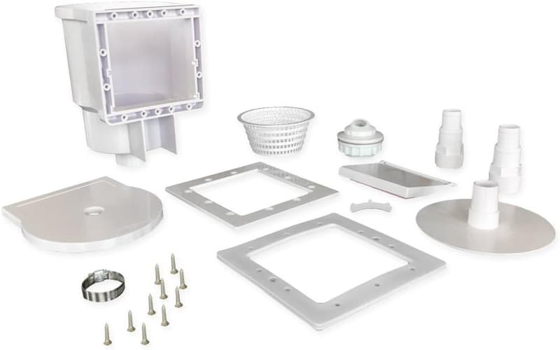 Thru-The-Wall Pool Skimmer with Complete Accessory Kit, White