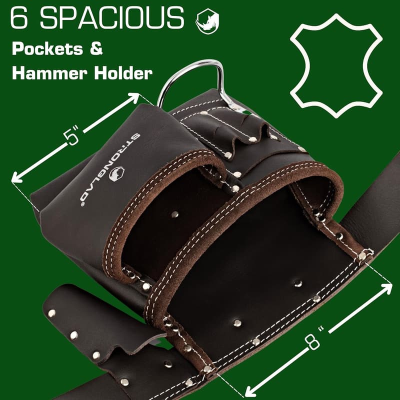 Heavy-Duty Oil-Tanned Leather Tool Belt for Men