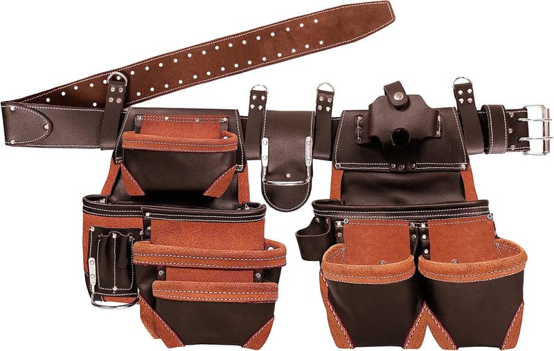 Multipurpose Leather Tool Belt Organizer with 19 Pockets