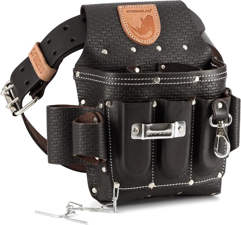 Heavy-Duty Leather Tool Belt with Multi-Pockets for Men